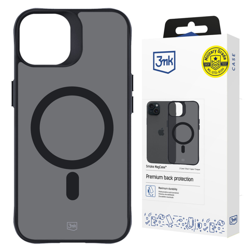 3MK Smoke MagCase z MagSafe do Apple iPhone 15 Plus, półprzezroczyste (156048-0)