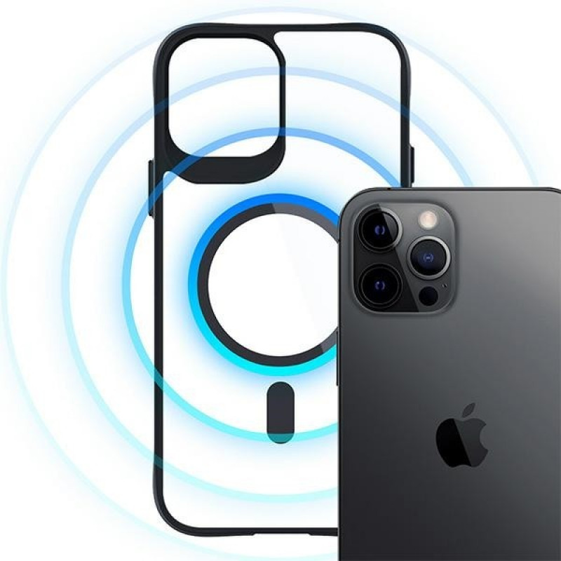 3MK Satin Armor MagCase z MagSafe do Apple iPhone 12 Pro Max, przezroczyste z czarną ramką