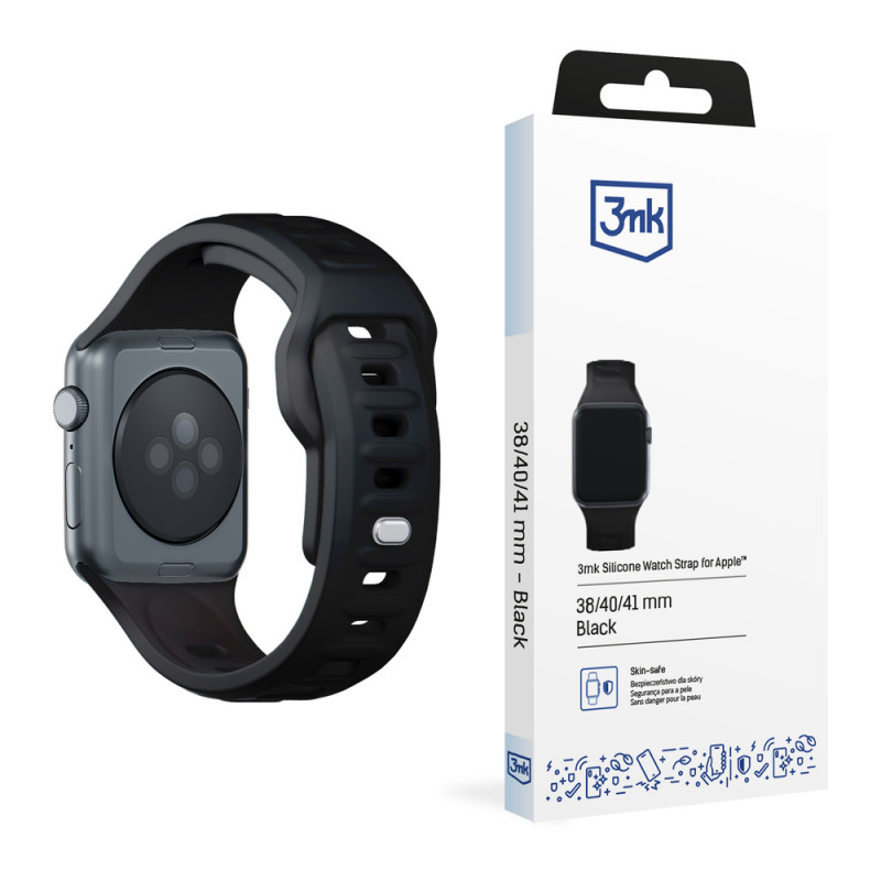 Pasek do zegarka 3mk Silicone do Apple Watch 38/40/41 mm, czarny