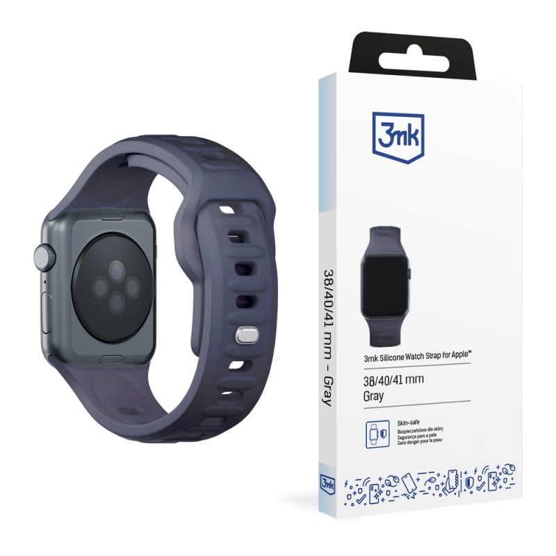 Pasek do zegarka 3mk Silicone do Apple Watch 38/40/41 mm, szary