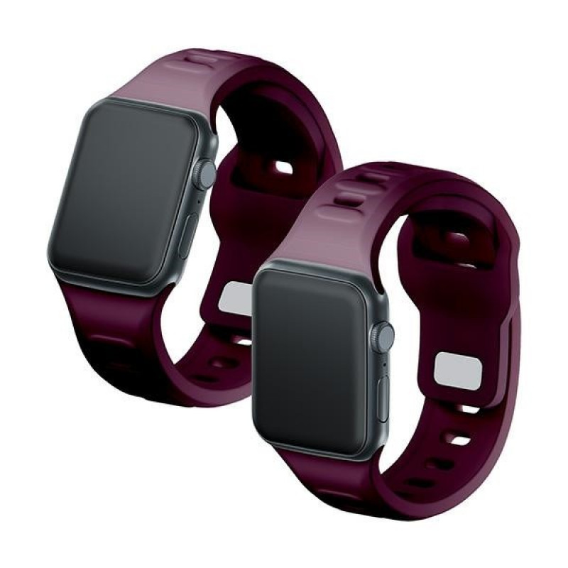 Pasek do zegarka 3mk Silicone do Apple Watch 42/44/45/49 mm, mulberry / burgundy