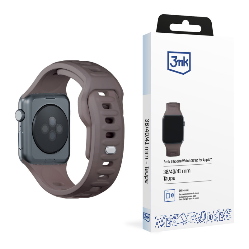 Pasek do zegarka 3mk Silicone do Apple Watch 42/44/45/49 mm, taupe