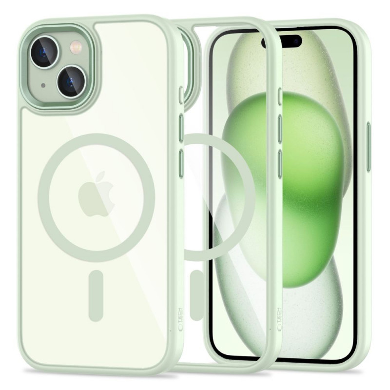 Etui Tech-Protect MagMat MagSafe Apple iPhone 15, Green/Clear