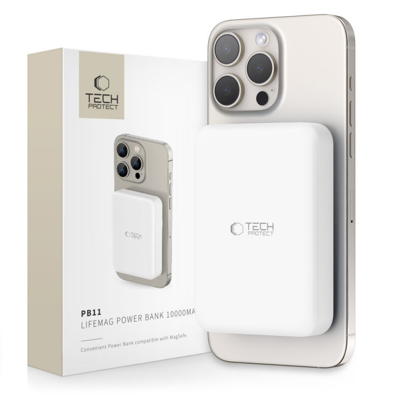 Tech-Protect PB11 LifeMag MagSafe power bank 10000 mAh, 15 W, biały