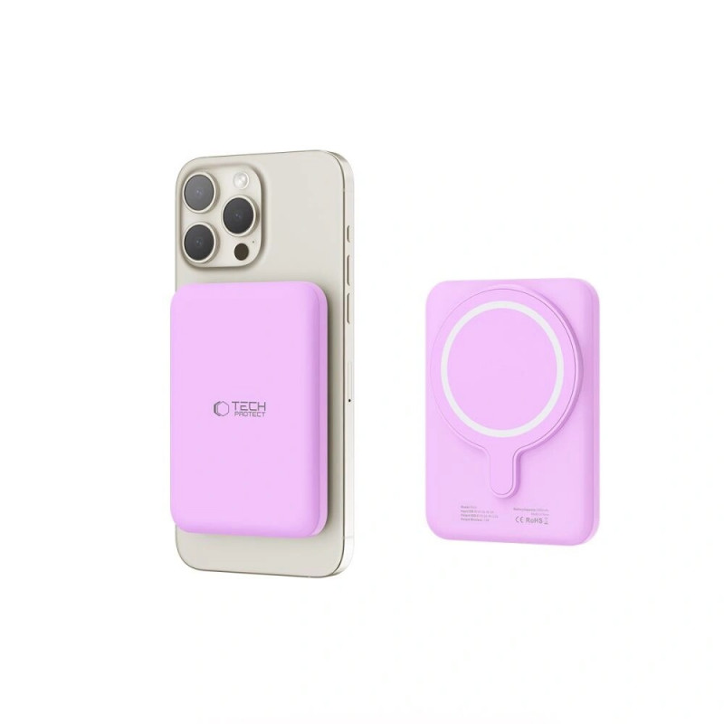 Powerbank Tech-Protect PB10 LifeMag MagSafe 5000 mAh, 15 W, Lilac