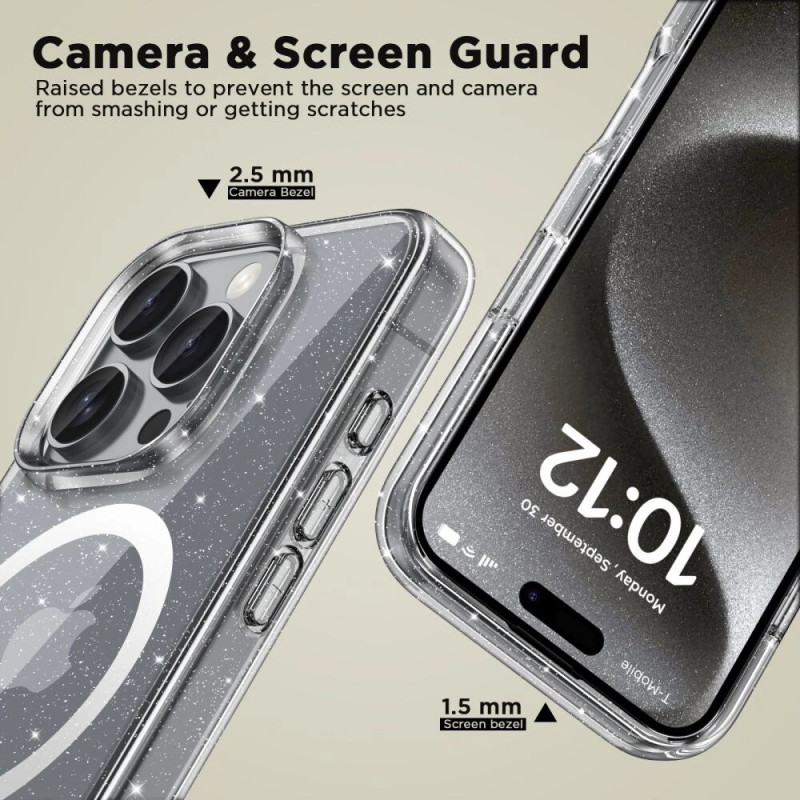 Etui Tech-Protect Flexair Hybrid MagSafe dla Apple iPhone 16 Pro, Glitter