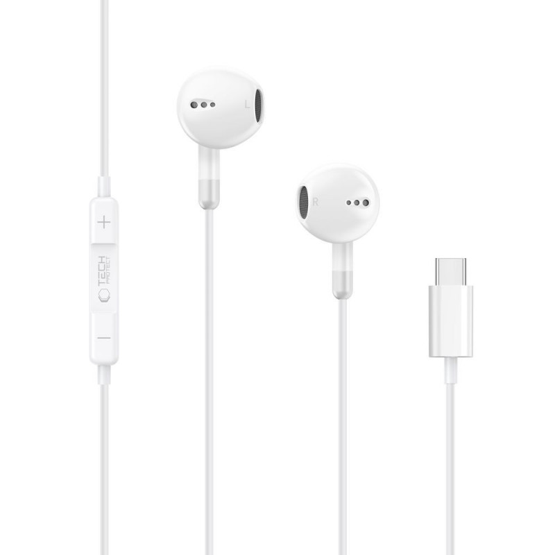 Tech-Protect Ultraboost Core G4 przewodowe słuchawki douszne USB-C, białe