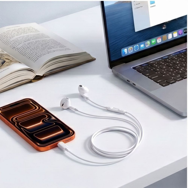 Tech-Protect Ultraboost Core G4 przewodowe słuchawki douszne USB-C, białe