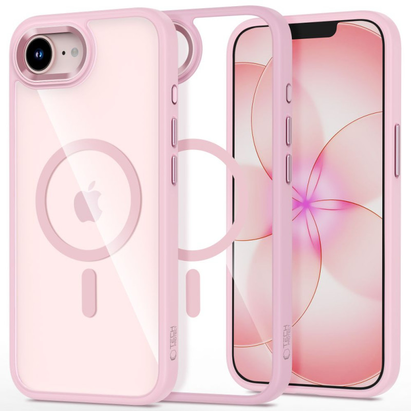 Etui Tech-Protect Magmat MagSafe do Apple iPhone 16e / 17e, Soft Pink/clear