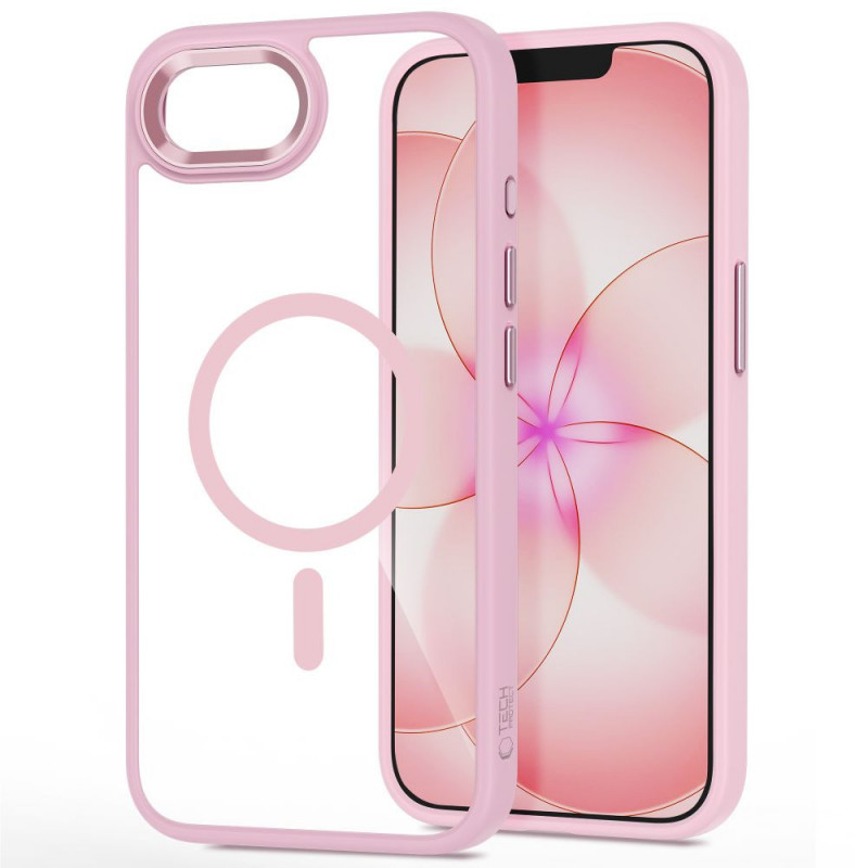 Etui Tech-Protect Magmat MagSafe do Apple iPhone 16e / 17e, Soft Pink/clear
