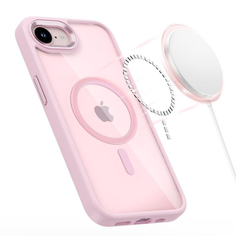 Etui Tech-Protect Magmat MagSafe do Apple iPhone 16e / 17e, Soft Pink/clear