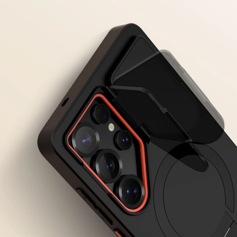 Tech-Protect Kevlar Aura MagSafe etui na Samsung Galaxy S25 Ultra, czarno-pomarańczowe