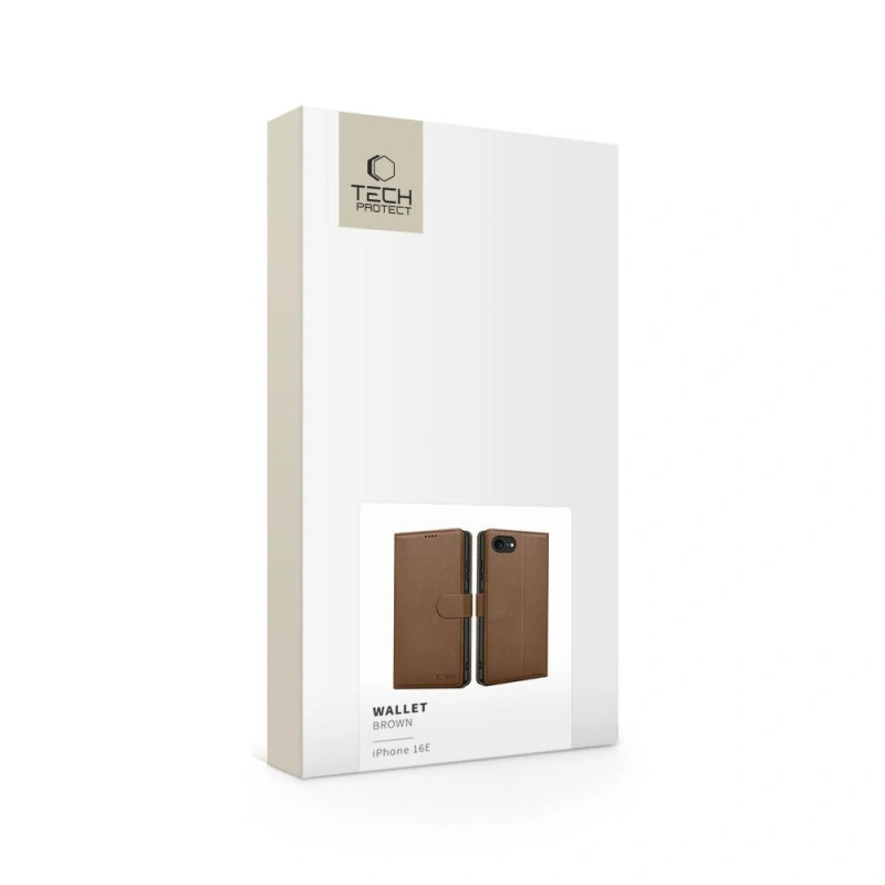 Etui portfelowe Tech-Protect dla Apple iPhone 17e / 16e, brązowe