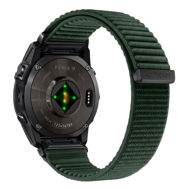 Tech-Protect NylonLoop pasek do zegarka Garmin Fenix 5X / 5X Plus / 6X / 6X Pro / 7X / 8 / 8 Pro / 9 / 9 Pro (51 mm), Military Green