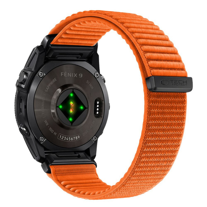 Pasek do zegarka Tech-Protect NylonLoop Garmin Fenix 5X / 5X Plus / 6X / 6X Pro / 7X / 8 / 8 Pro / 9 / 9 Pro (51 mm), Signal Orange