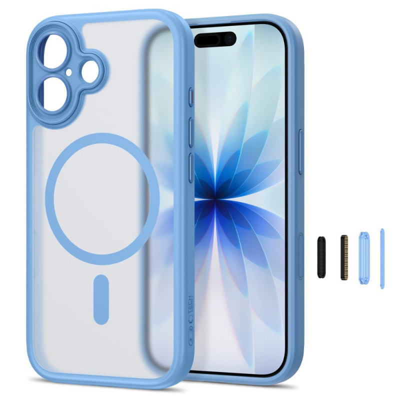 Etui Tech-Protect MagPeak MagSafe CC do Apple iPhone 17, Matte Mist Blue