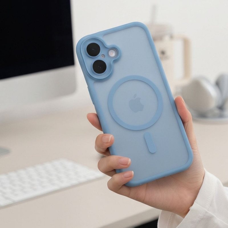 Etui Tech-Protect MagPeak MagSafe CC do Apple iPhone 17, Matte Mist Blue