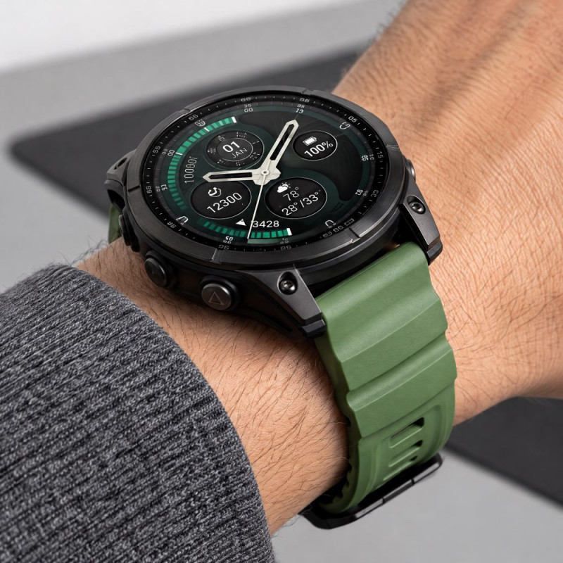 Pasek do zegarka Tech-Protect Motion Garmin Fenix 5X / 5X Plus / 6X / 6X Pro / 7X / 8 / 8 Pro / 9 / 9 Pro (47 mm), Military Green