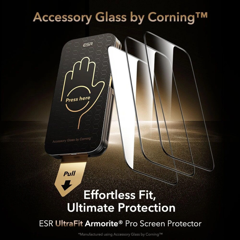 ESR UltraFit Armorite Pro Hartowane szkło ochronne z Glass by Corning do Apple iPhone 17 Pro Max, ESR928