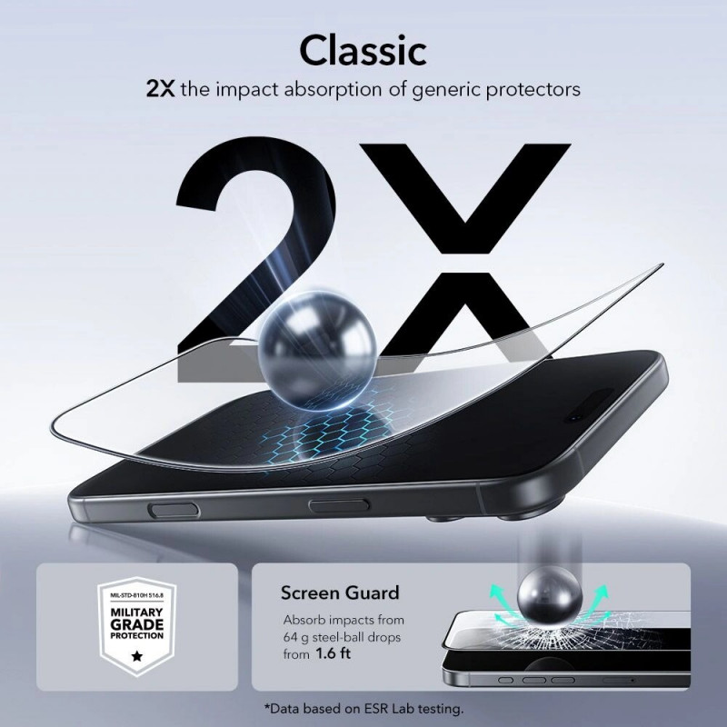 ESR UltraFit szkło hartowane do ekranu dla Apple iPhone 17 Pro Max / 18 Pro Max, ESR925, przezroczyste (2 szt.)
