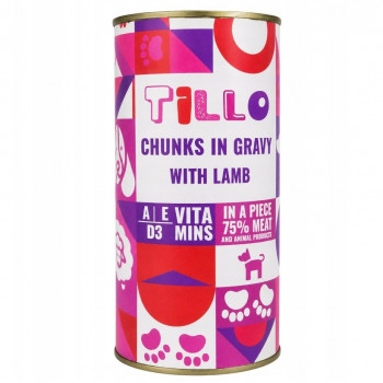 TILLO Kawałki w sosie Jagnięcina mokra karma dla psów, 1250 g