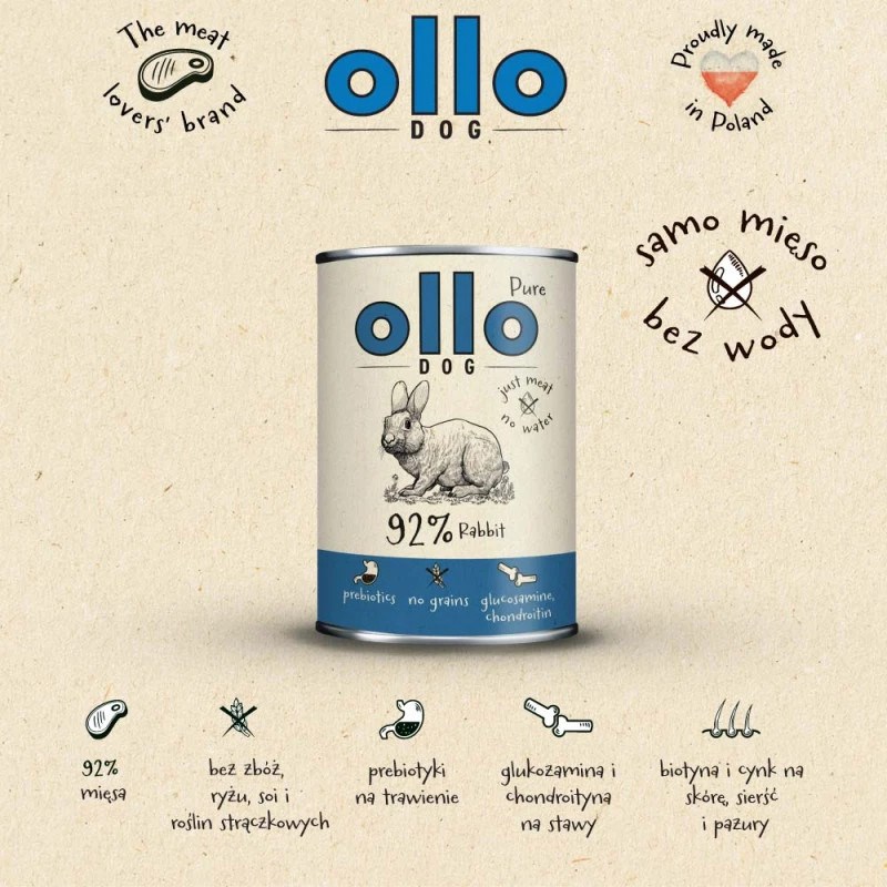 OLLO Pure Rabbit mokra karma dla psów, 400 g
