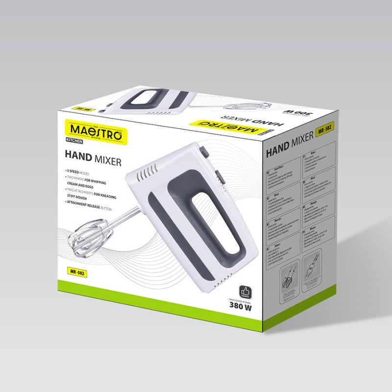 MAESTRO MR-502 Mikser ręczny, 500 W, biało-czarny