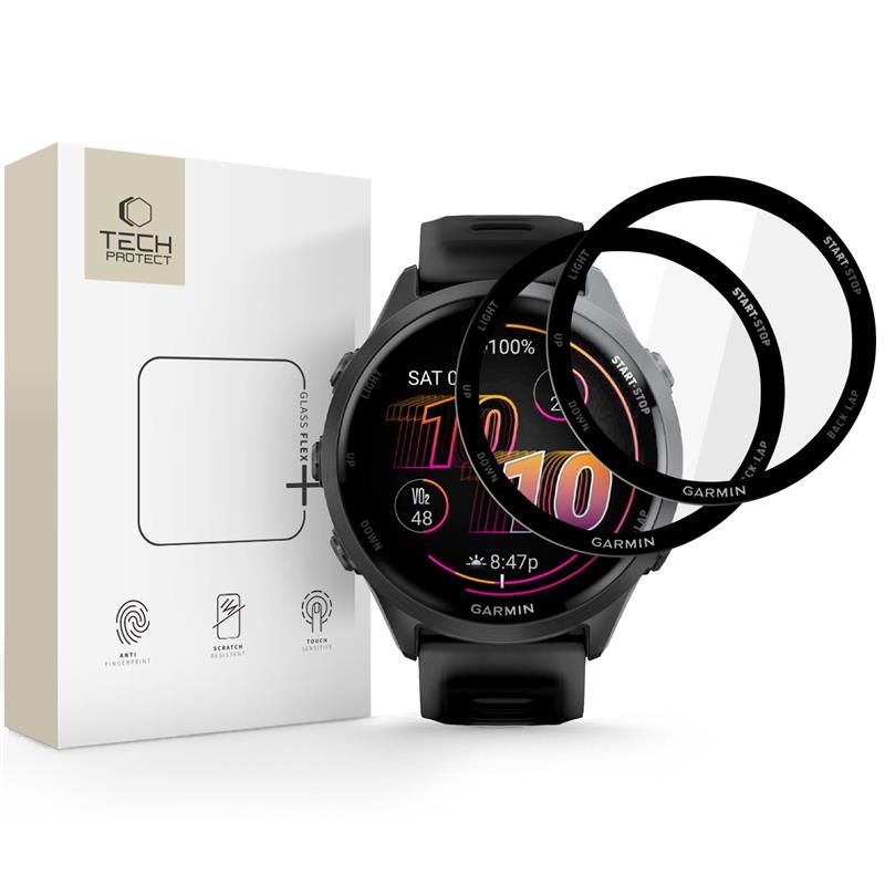 Tech-Protect Glass Flex+ szkło hybrydowe do Garmin Forerunner 970 / 570 47 mm (2 szt.), czarny