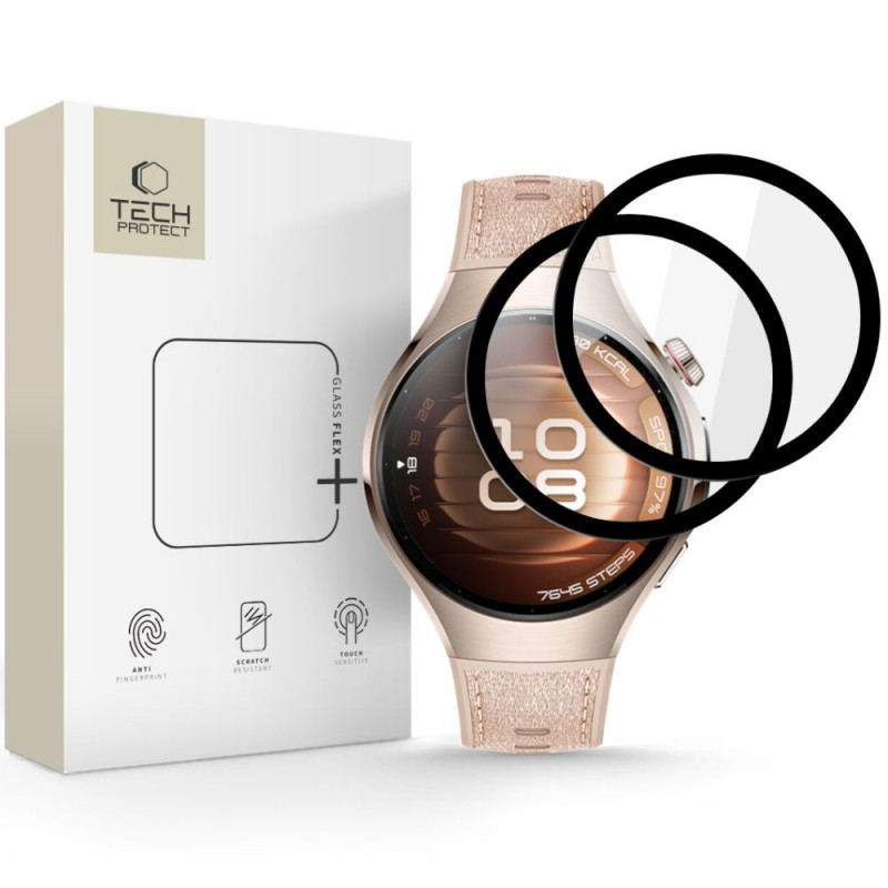 Tech-Protect Glass Flex+ szkło hybrydowe do Huawei Watch 5 42 mm (2 szt.), czarny