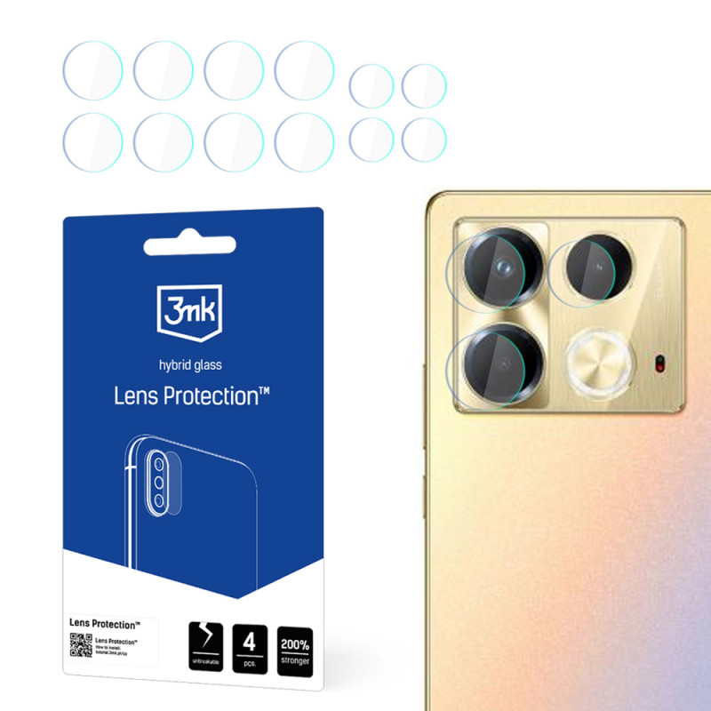 Szkło hybrydowe do ochrony obiektywu aparatu 3MK Lens Protection dla Infinix Note 40 (4 szt.), przezroczyste
