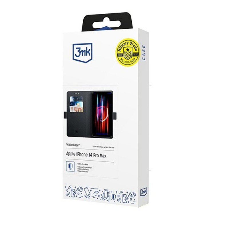 Etui portfelowe 3MK Wallet Case dla Apple iPhone 14 Pro Max, czarne
