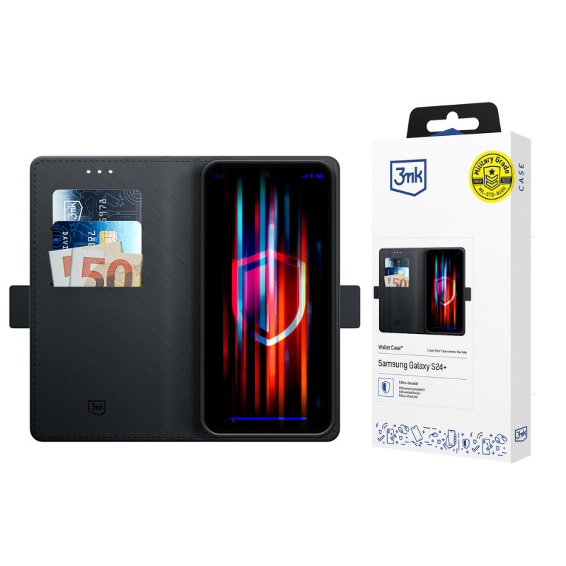 Etui portfelowe 3MK Wallet Case do Samsung Galaxy S24+, czarne