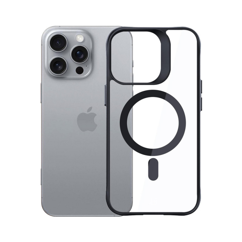 3mk Satin Armor MagCase z MagSafe do Apple iPhone 16 Pro, przezroczysty z czarną ramką