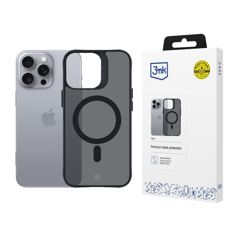 3mk Smoke MagCase z MagSafe do Apple iPhone 16 Pro Max (W-3SmoMaCa-AiP16PM-0), półprzezroczysty