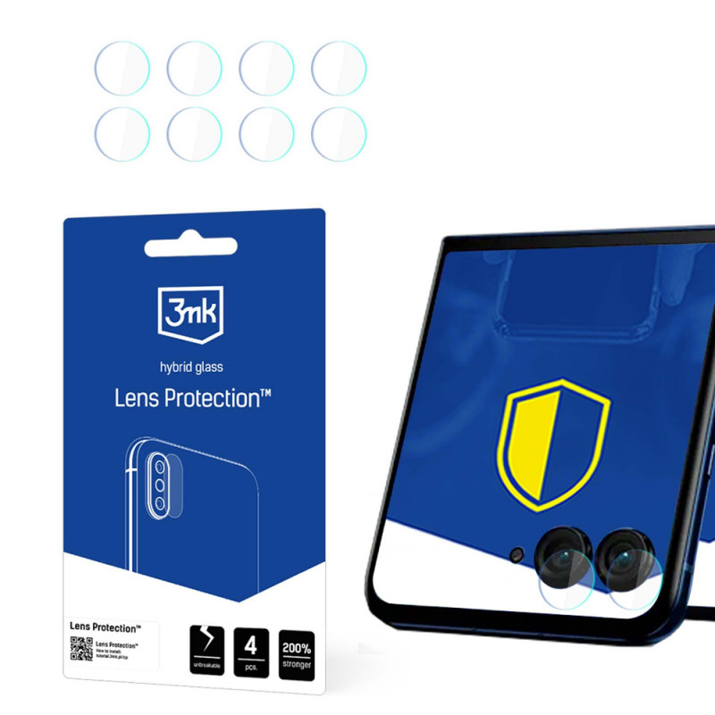 Szkło hybrydowe ochronne na obiektyw aparatu 3mk Lens Protect dla Motorola Razr 50 (przód), 4 szt.