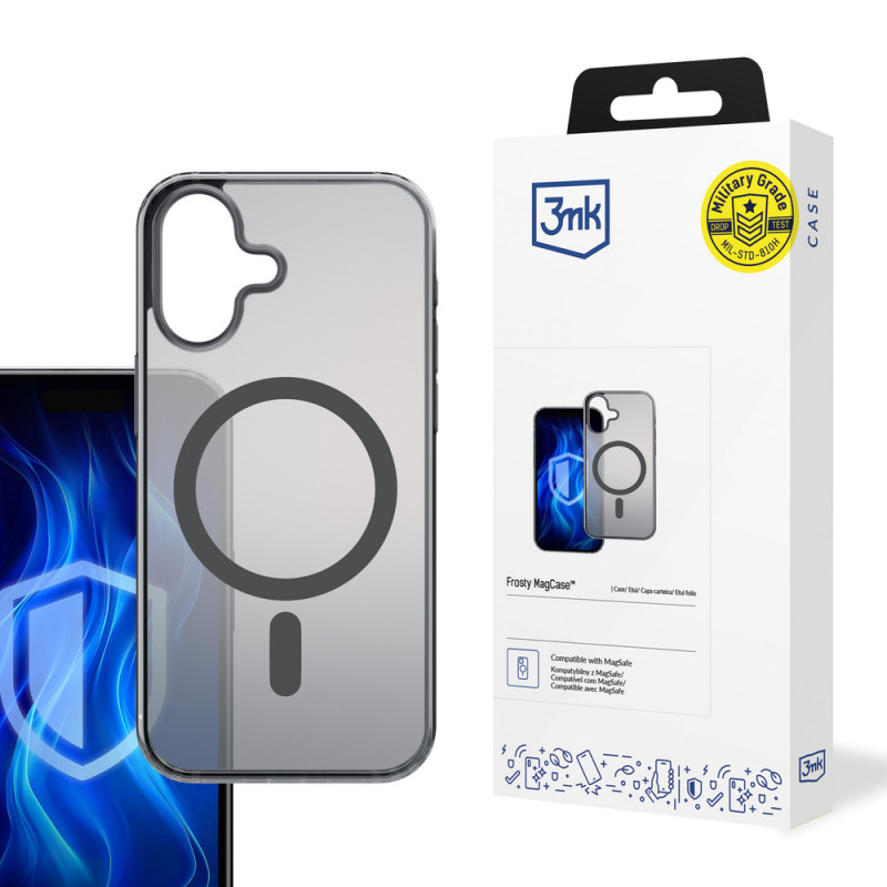 Etui 3MK Frosty MagCase do Apple iPhone 16, czarny