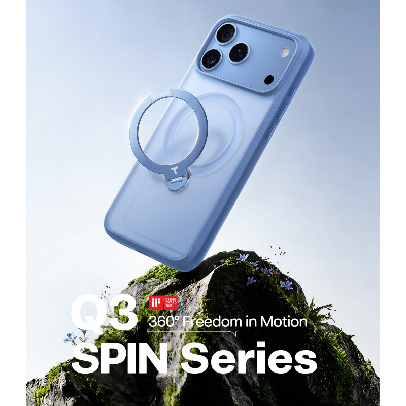 TORRAS Ostand Q3 Spin etui na Apple iPhone 18 Pro Max / 17 Pro Max, MagSafe, niebieskie
