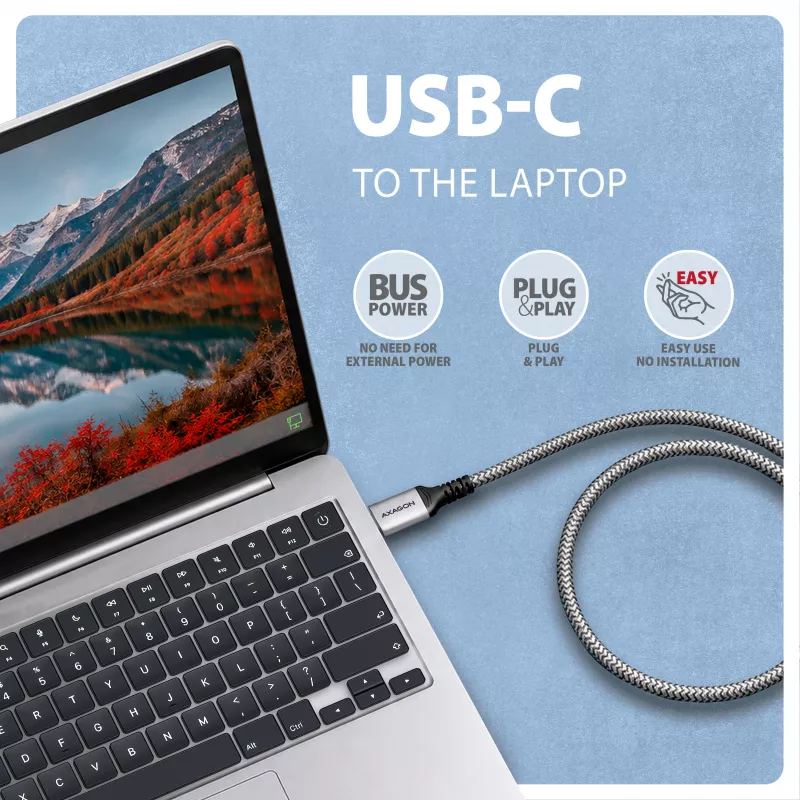 Goobay AXAGON ADE-CM20 adapter USB-C Gigabit Ethernet ze zintegrowanym kablem CAT6 2 m, RJ-45