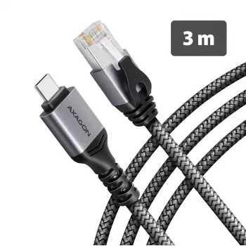 Goobay AXAGON ADE-CM30 adapter USB-C Gigabit Ethernet z zintegrowanym kablem CAT6 3 m, RJ-45