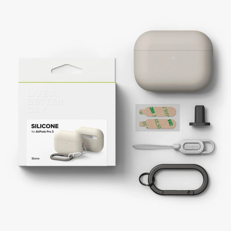 Ringke Silikonowe etui na Apple AirPods Pro 3, Stone (Beige)