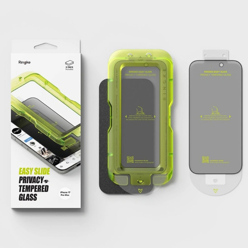Ringke Easy Slide Privacy szkło hartowane z filtrem prywatności dla Apple iPhone 17 Pro Max (2 szt.)