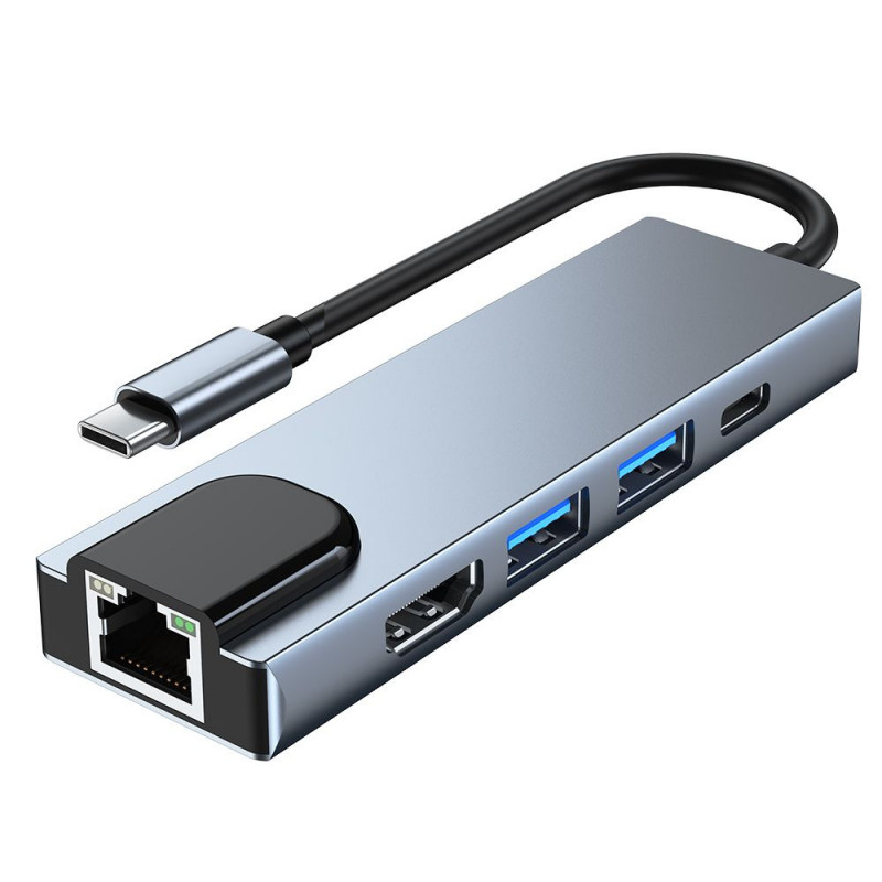 Tech-Protect V3 5in1 hub USB-C, szary