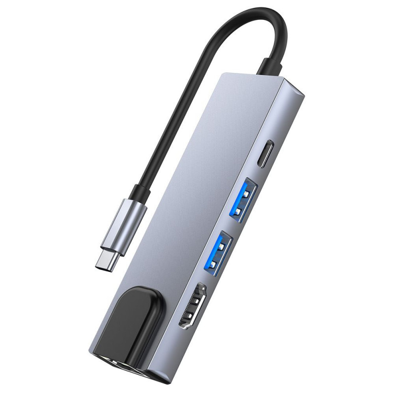 Tech-Protect V3 5in1 hub USB-C, szary