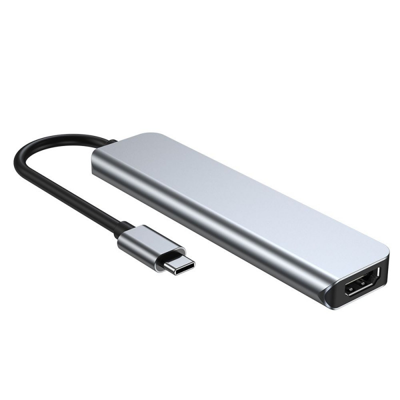 Tech-Protect V4 6-in-1 hub USB-C, szary