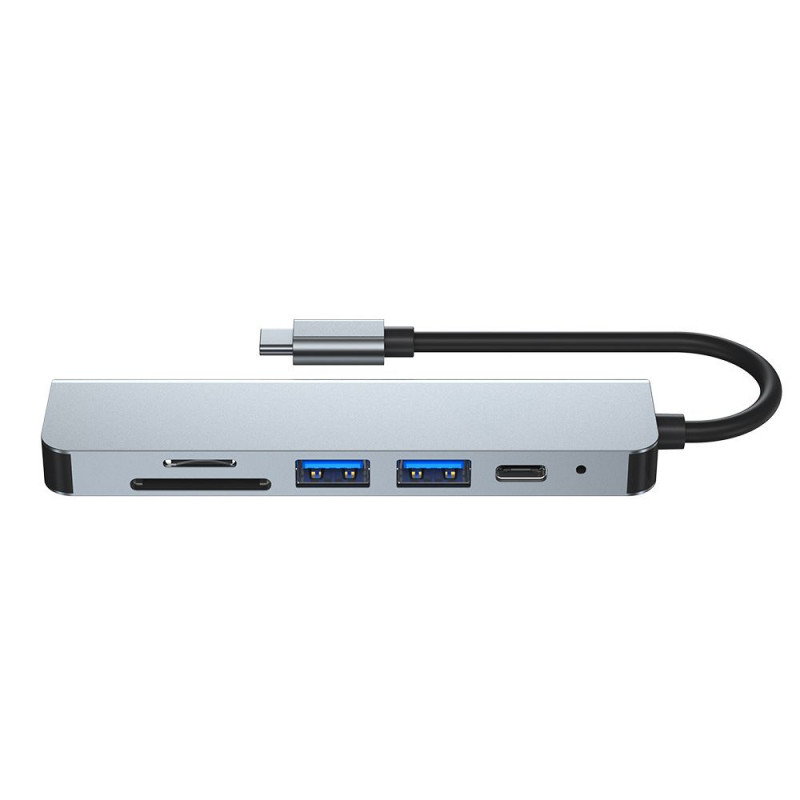 Tech-Protect V4 6-in-1 hub USB-C, szary