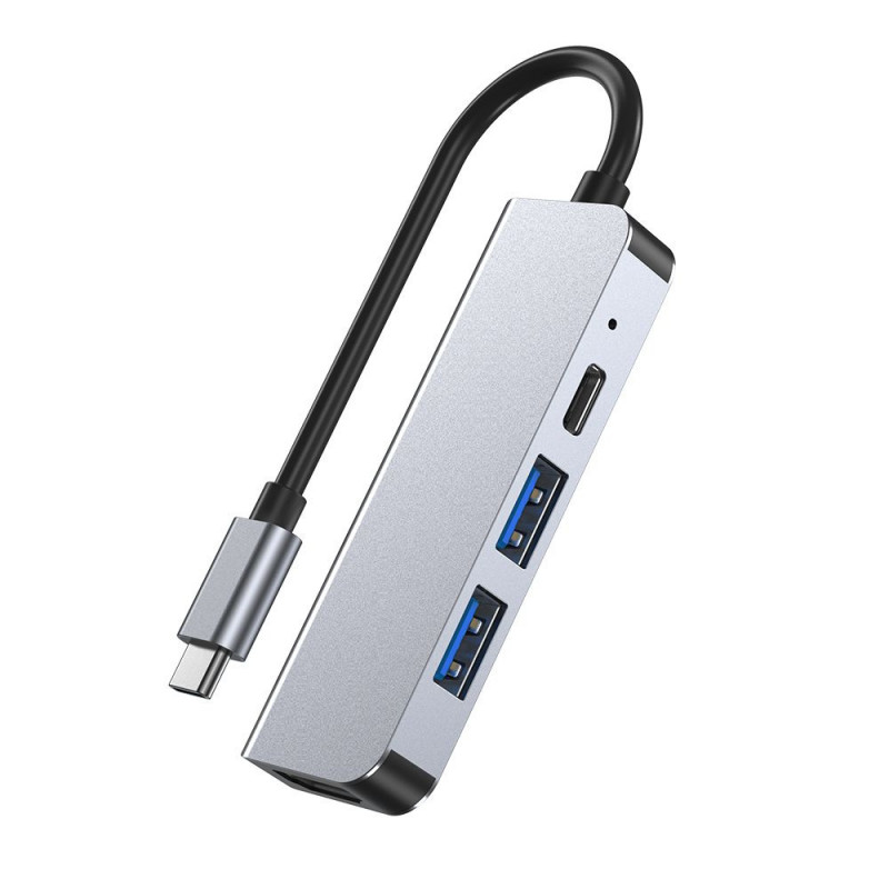 Tech-Protect V2 4-w-1 hub USB-C, szary