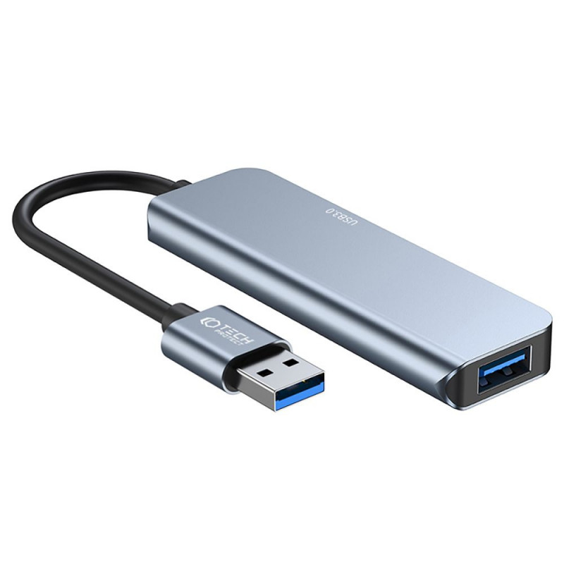 Tech-Protect V0-HUB 5in1 hub USB-A, szary