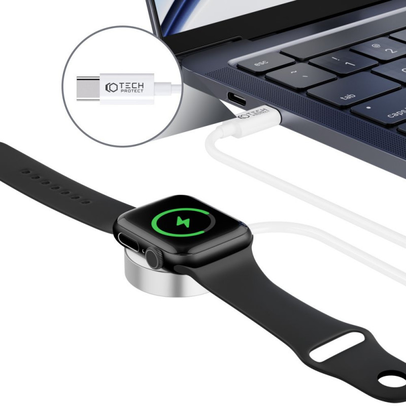 Tech-Protect UltraBoost ładowarka magnetyczna do Apple Watch, USB-C, 120 cm, biała