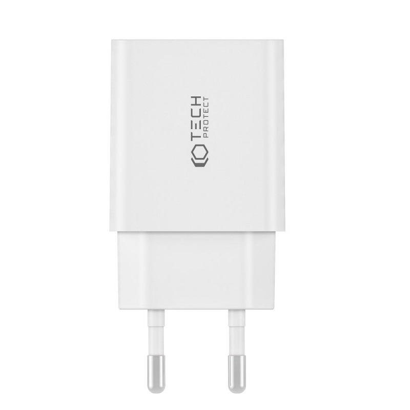 Tech-Protect NC30W ładowarka ścienna 2-portowa PD 30W QC 3.0, biała