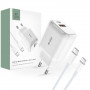 Tech-Protect C20W ładowarka ścienna 2-portowa PD 20W QC 3.0 z kablem USB-C, biała